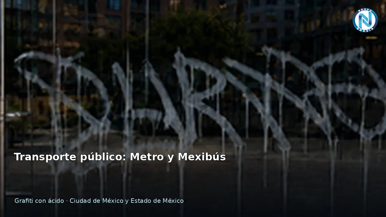 Grafiti con ácido en transporte público